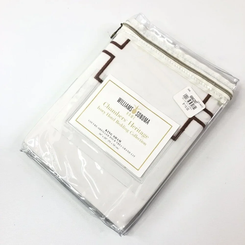 Williams Sonoma King Sham Chambers Heritage Ivory Hotel Bedding 36x20